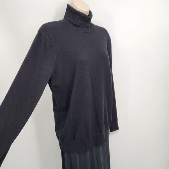 Joseph A Turtleneck Sweater Large Black Pullover Long Sleeve Rayon/Nylon Knit - Picture 5 of 10